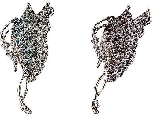 2pcs Broche Papillon Pour Femmes Mode Strass Cristal Broches Épingles