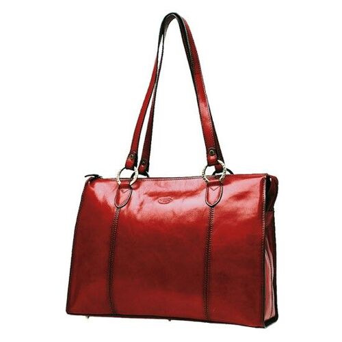 Sac shopping en cuir de Vachette collet K 82132 - Rouge
