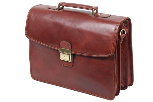 Cartable Katana Cuir de Vachette gras K31033 - Marron