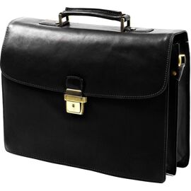 Cartable Arizona Gérard Henon Cuir de Vachette gras pleine fleur 2 soufflets GH 5226 - Noir