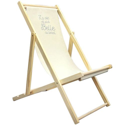 Chilienne En Pin Et Tissu Santos Beige Et Gris