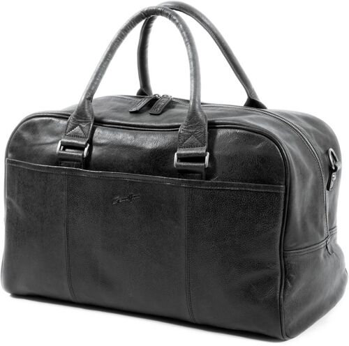 Sac de Voyage Weekender Gérard Henon Outland en Cuir de Vachette vieilli pleine fleur GH 8389 - Noir