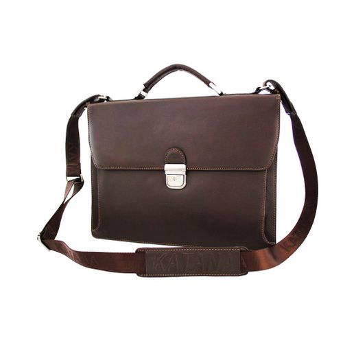 Cartable Katana 1 soufflet Cuir de Vachette grainé K 69326 - Marron