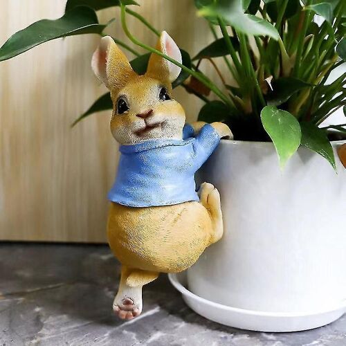 1 Piece Blue Rabbit Miniature Sculpture Outdoor Garden Statue, Resin Crafts Rabbit Garden Decorations Hanging -A