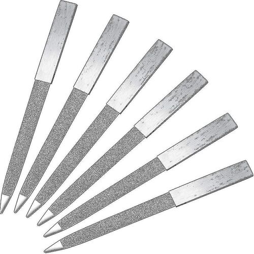 6 Pack Diamond Nail File Stainless Steel Double Side Nail File Metal File Buffer