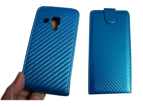 Etui Housse Coque Pour Galaxy Trend S7560/7562 Carbone Bleu