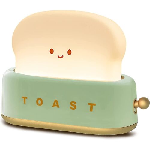 Lampe De Grille-Pain Décorative De Bureau Rechargeable Petite Lampe Avec Toast Souriant Mignon Grille-Pain En Forme De Pièce Décoration Lampe De Nuit Pour Chambre À Coucher