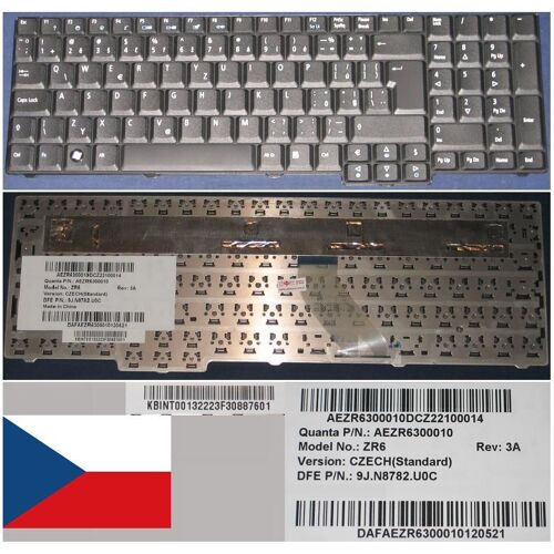 Clavier Qwertz / Qwerty Tchèque / Czech Pour ACER Aspire 9920G, Extensa 5235, 5635, 5635G, 5635Z, 5635ZG, 7220, 7620G, TravelMate 7320, 7520, 7520G, 7720, 7720G Series, Noir / Black, Model: ZR6