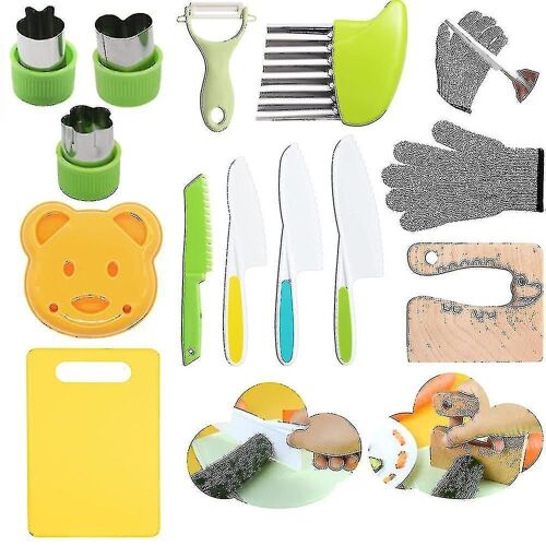 13 pièces en bois couteau pour enfants pour cuisiner, couteaux de sécurité pour enfants coupant les légumes fruits
