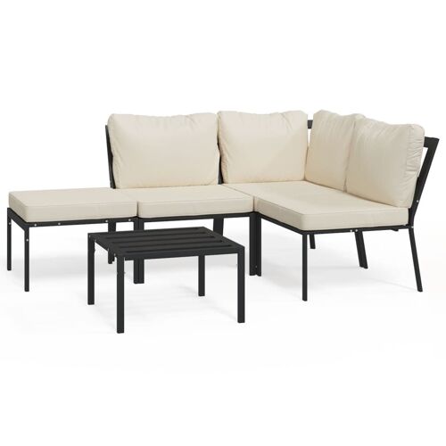Vidaxl Salon De Jardin 5 Pcs Avec Coussins Sable Acier