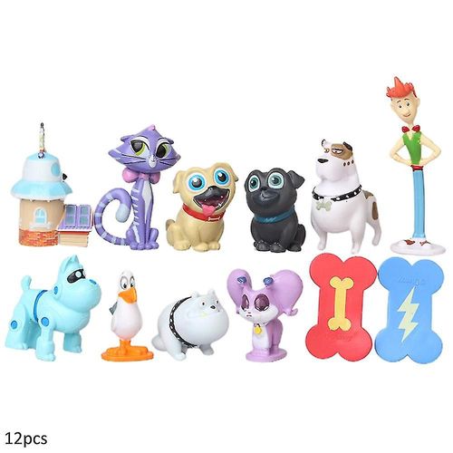 12 Pcs Chiot Chien Copains Rolly Hissy Figures Jouets Ensemble Dessin Animé Figurine Minifigures Modèles De Collection Décoration Cadeau