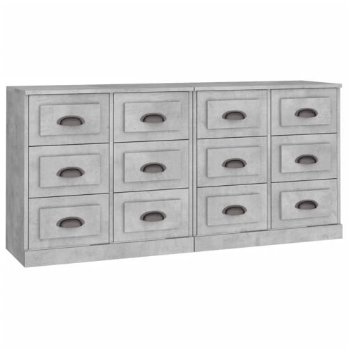 vidaXL Buffets 2 pcs gris béton bois d'ingénierie