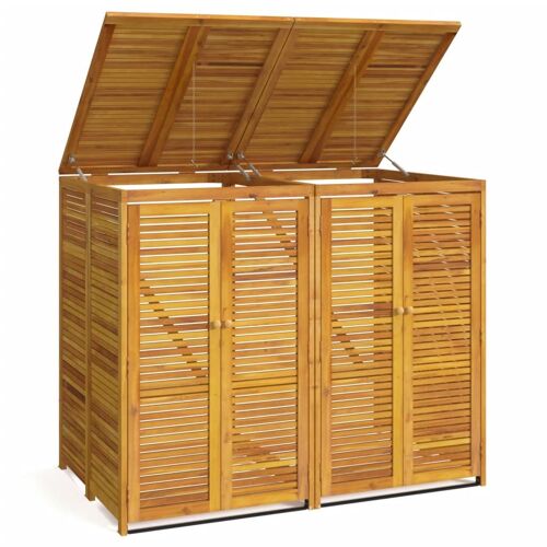 Abri À Poubelle Double 140x89x117 Cm Bois Acacia Verrouillable
