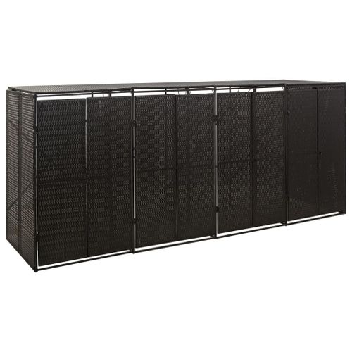 Vidaxl Abri Pour Poubelle Quadruple Noir 274x80x117 Cm Résine Tressée