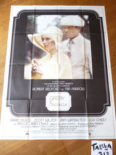 Gatsby Le Magnifique De Jack Clayton Avec Robert Redford, Mia Farrow  - Affiche Originale De Cinéma 120 X 160 Cm