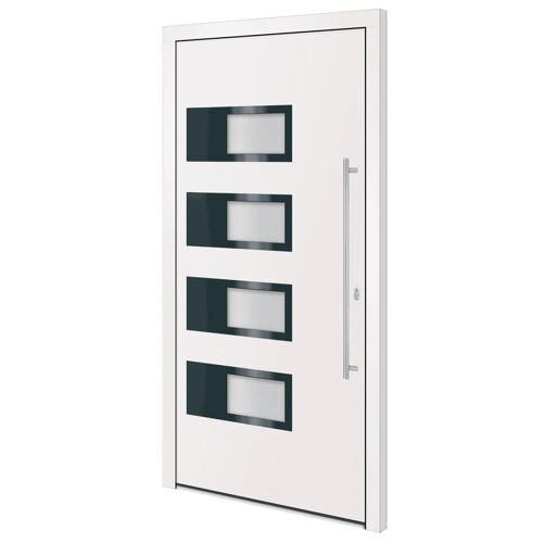 vidaXL Porte d'entrée Blanc 100x200 cm Aluminium et PVC