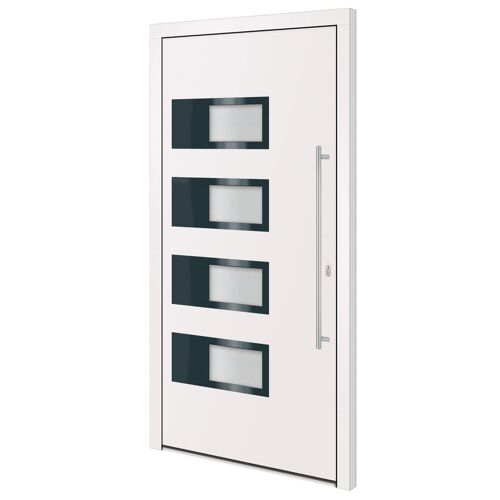 vidaXL Porte d'entrée Blanc 110x210 cm Aluminium et PVC