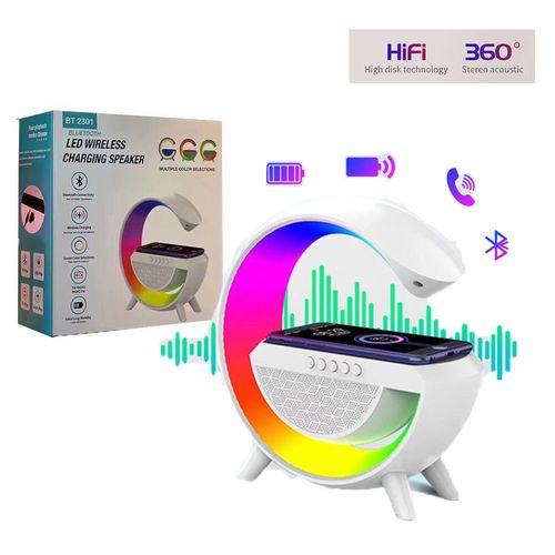 2023 Nouvelle Lampe de Table Intelligente, Lampe D'ambiance Avec Chargeur Sans Fil, Haut-parleur Bluetooth, Veilleuse à Intensité Variable Avec Synchronisation de la Musique, Contrôle de App