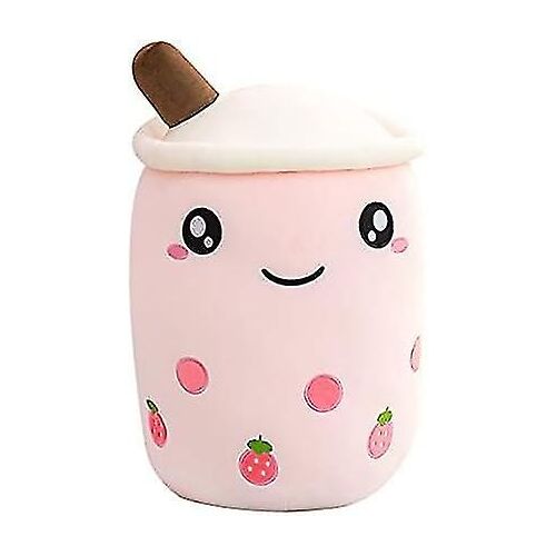 19.6 Inches Bubble Tea Stuffed Plush Pillow Pink Round Eye Milk Tea Warm Plush Sleeping Pillow Childrens Gift Decorations