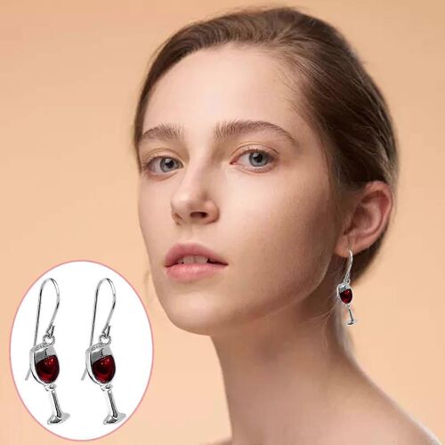 Earrings For Women Red Wine Glass Dangle Earrings Dainty Unique Handmade Metal Earrings For Women Girls Jewelry