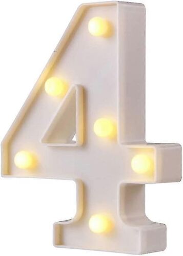 Led Marquee Letter Lights, 26 Letters Luminous Letter Logo, Very Suitable For Night Light Wedding Birthday Party Home Bar Decoration Lights (White, 4