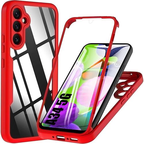 Coque pour Samsung Galaxy A34 5G Rouge Rigide Anti-Rayure Protection 360 Degré Intégrale Solide - E.F.Connection