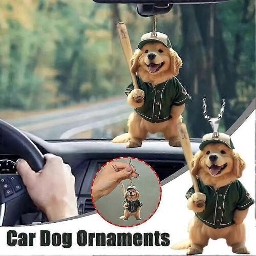 Smiling Golden Retriever Cool Dog, Car/ Backpack Pendant, 2D Acrylic Ornaments