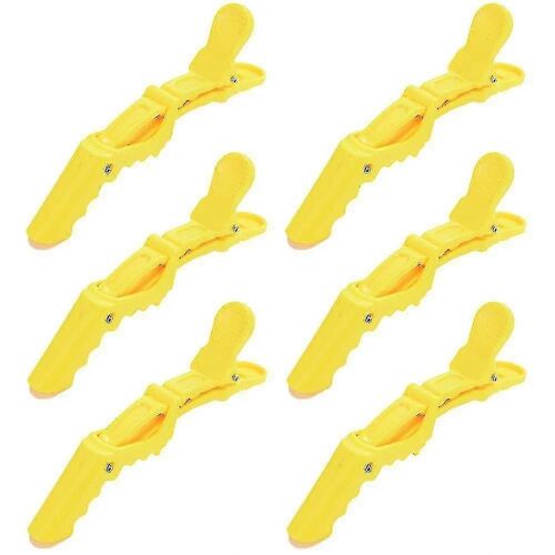 Wide Teeth & Double Hinged Design Alligator Styling Sectioning Clips(color:yellow)