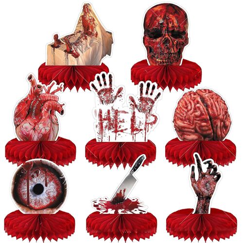 Halloween Bloody Honeycomb Ornament 1 Set Paper Table Topper Crafts For Terror Corpse Party Background Decor Supplies