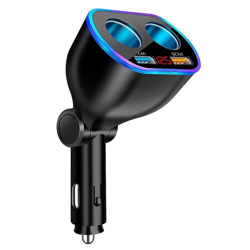 Dc 12v Led 2 Way Car Cigarette Lighter Socket Splitter Dual Usb-charger Adapter