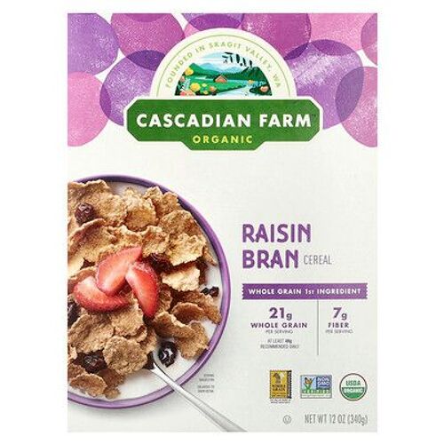 Cascadian Farm, Céréales Biologiques Au Son Et Aux Raisins Secs, 340 G