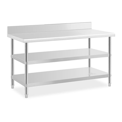 Table De Travail Acier Inoxydable Avec Dosseret - 150 X 70 X 16,5 Cm - 226 Kg - 2 Tablettes Helloshop26 14_0007319
