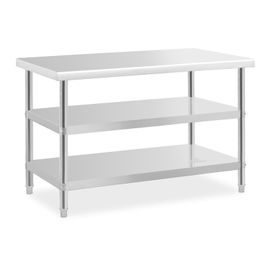 Table De Travail Inox - 120 X 70 X 5 Cm - 200 Kg - 2 Tablettes Helloshop26 14_0007324