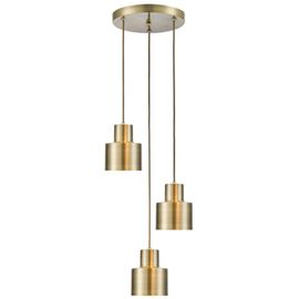 Keria Lanca Lumière Plafond Suspension Suspension Cascade En Métal Couleur Laiton Antique Tendance Retro Vintage Style Industriel Plafonnier 3 Spots Pour Ampoules E14