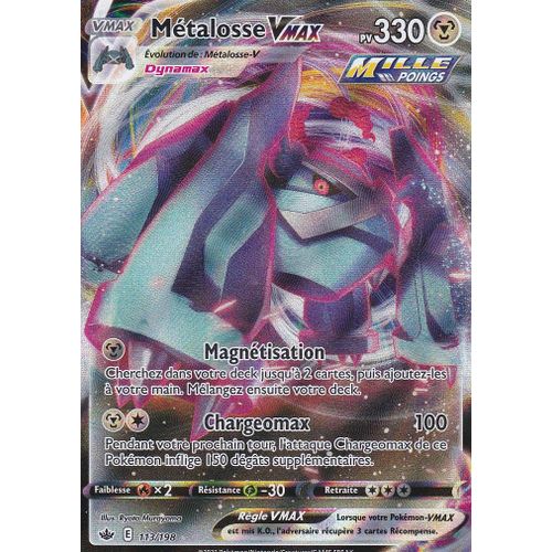 Carte Pokemon - Métalosse Vmax - 113/198 - Ultra-Rare En Full Art - Épée Et Bouclier 6 - Règne De Glace - Eb6 - Vf