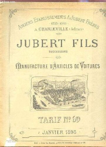 Manufacture D'artciles De Voitures - Tarif N°69 - Janvier 1898.