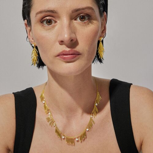 Boucles D'oreilles Luxenter En Argent 925 Avec Zircon Brillant Et Finition En Or Jaune 18k - Nasra