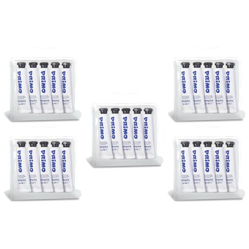 Primo Lot De 5 Lots De 5 Tubes Aluminium 12ml Peinture Gouache Blanc 100