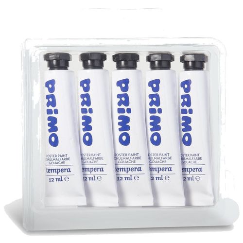 Primo Lot De 5 Tubes Aluminium 12ml Peinture Gouache Blanc 100