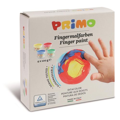 Primo Gouache Aux Doigts En Pot, 4 Couleurs X 100 G