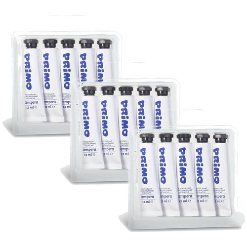 Primo Lot De 3 Lots De 5 Tubes Aluminium 12ml Peinture Gouache Blanc 100