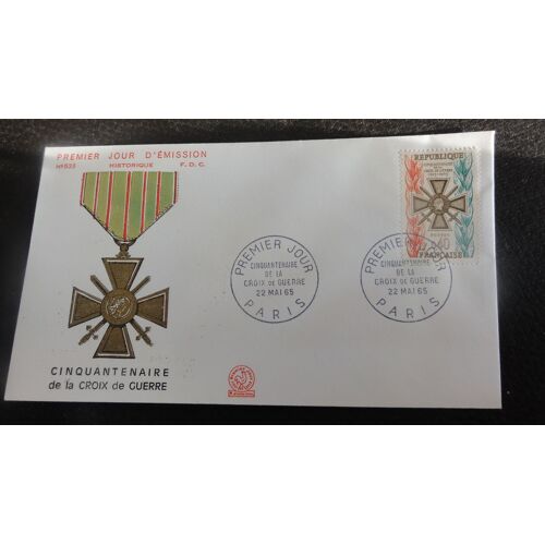 Enveloppe Premier Jour   " Cinquentenaire De La Croix De Guerre  "  Paris  1965