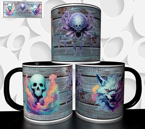 Mug Tasse À Café - Halloween Tete De Mort Loup Araignee 2731