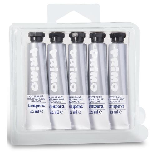 Primo Pack 5 Tubes Aluminium 12ml Peinture Gouache Argent 910