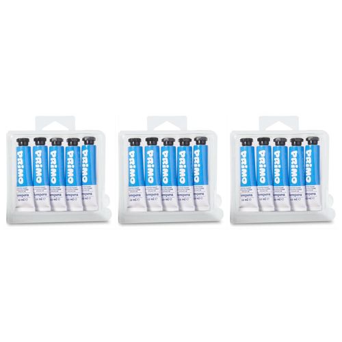 Primo Lot De 3 X 5 Tubes Aluminium 12ml Peinture Gouache Cyan 501