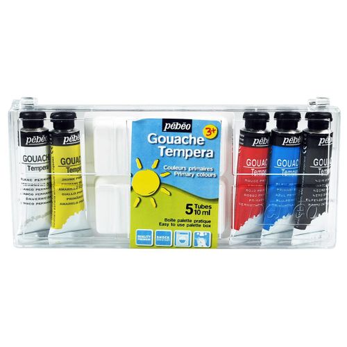 Pébéo Boite Gouache 5 Tubes 10 Ml Couleurs Primaires + 1 Palette