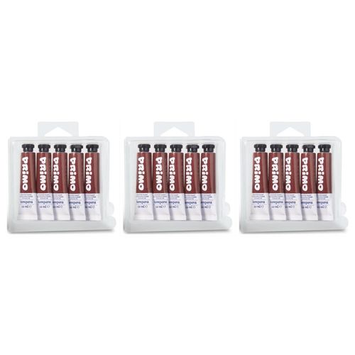 Primo Lot De 3 X 5 Tubes Aluminium 12ml Peinture Gouache Sienne Brulé 730