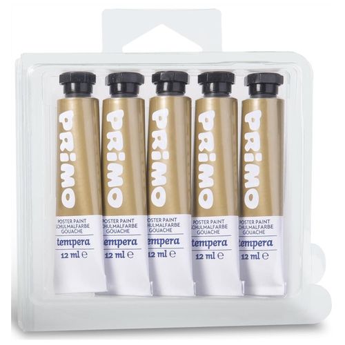 Primo Pack 5 Tubes Aluminium 12ml Peinture Gouache Or 920