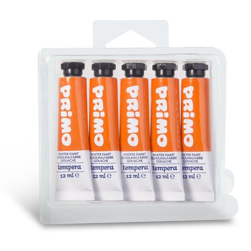Primo Lot De 5 Tubes Aluminium 12ml Peinture Gouache Orange 250
