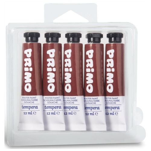 Primo Pack 5 Tubes Aluminium 12ml Peinture Gouache Sienne Brulé 730